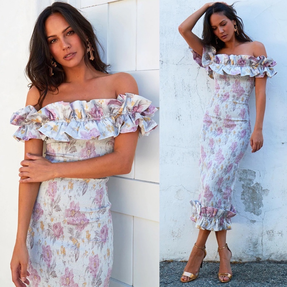 V. Chapman The Lilac Dress in Purple Floral in Size 00 - Picture 7 of 10